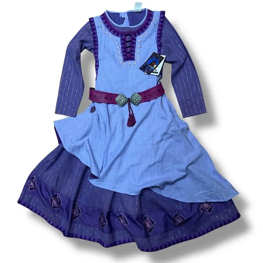 Disney Wish Asha Kids Linen Blend Costume Dress Halloween Size 7/8 New With Tags
